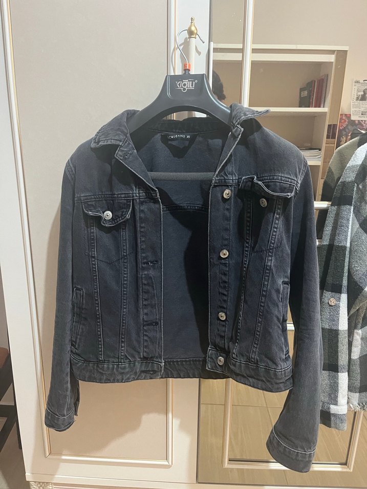 Düğmeli Siyah Kadın Kot Ceket - Görsel 2