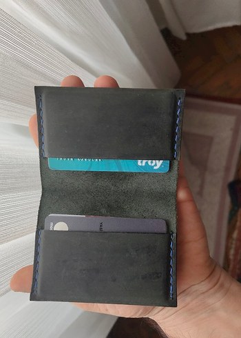 Lacivert Minimalist Erkek Cüzdan el yapım deri - Görsel 7