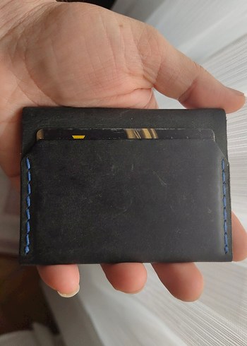 Lacivert Minimalist Erkek Cüzdan el yapım deri - Görsel 3