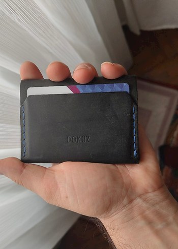 Lacivert Minimalist Erkek Cüzdan el yapım deri - Görsel 8