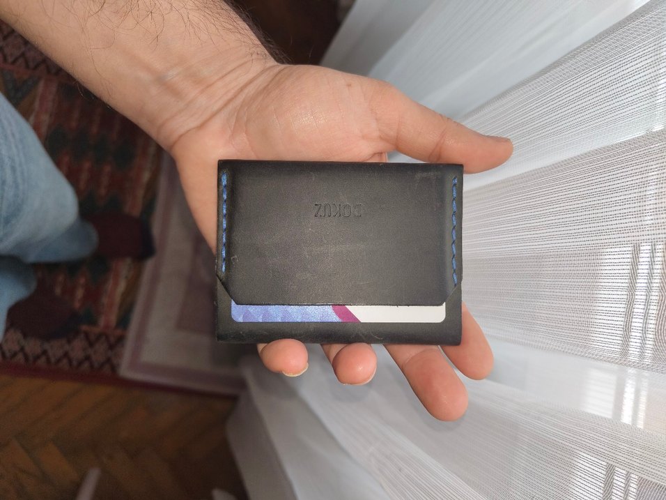 Lacivert Minimalist Erkek Cüzdan el yapım deri - Görsel 2