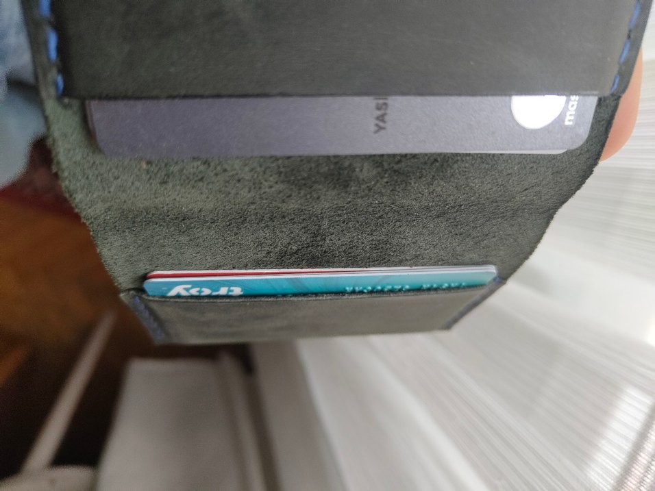 Lacivert Minimalist Erkek Cüzdan el yapım deri - Görsel 5