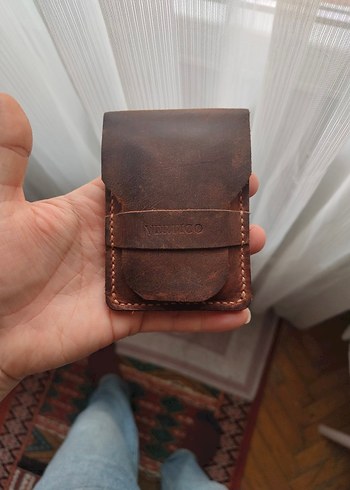 Kahverengi Vintage Minimalist Erkek Cüzdanı elyapım - Görsel 11