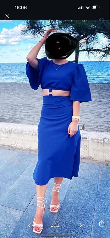 Zara Mavi cut out elbise
