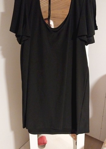 Siyah V Yaka , Midi, Kısa Kollu - Görsel 2