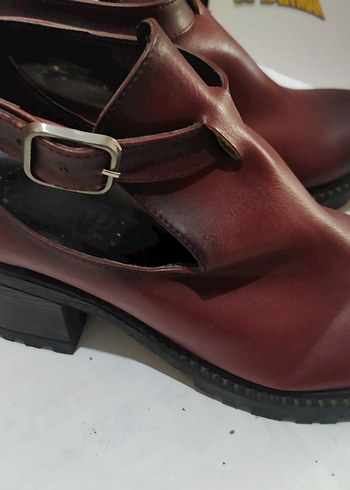 36 numara Bordo Kadın Deri Tokalı  Bot - Görsel 7