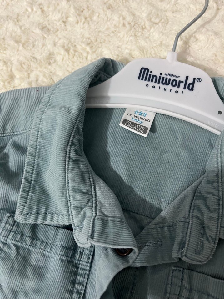 Gri Erkek Çocuk Uzun Kollu Denim Gömlek - Görsel 3