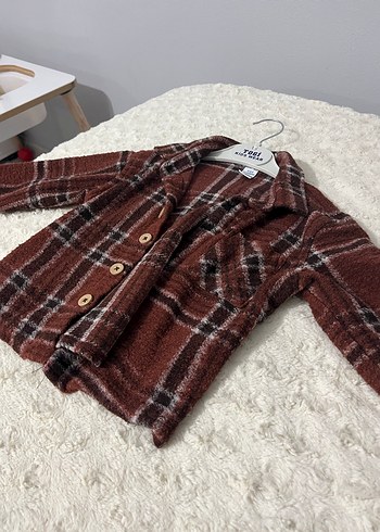 Düğmeli Kahverengi Ekose Yün Erkek Çocuk gömlek - Görsel 3