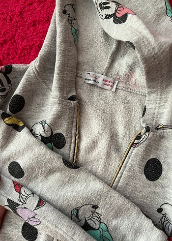 Kız Çocuk Gri Nakışlı Fermuarlı Sweatshirt - Görsel 2