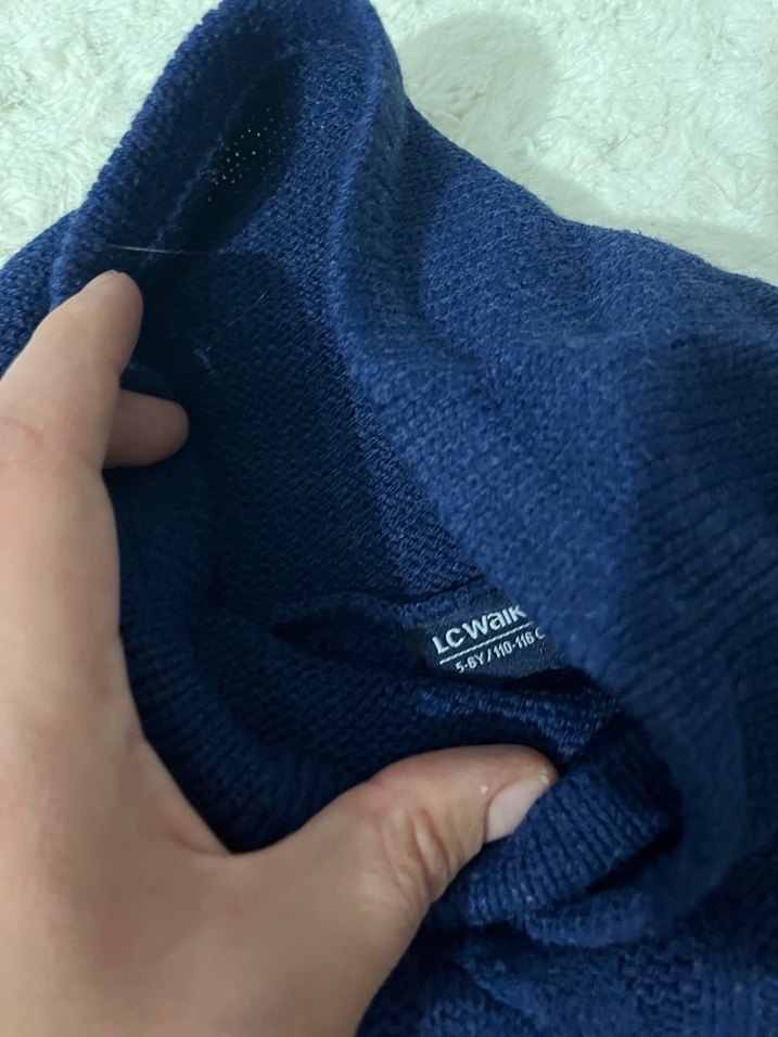 Triko Boğazlı erkek Mavi Kazak - Görsel 2