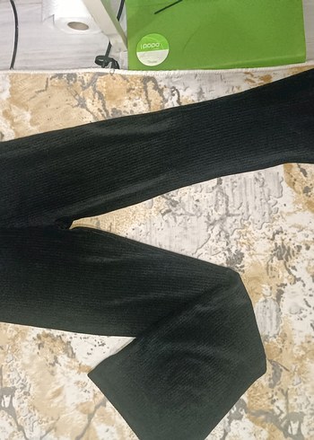 siyah kadife İspanyol paça tayt - Görsel 2