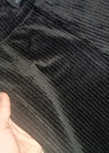 siyah kadife İspanyol paça tayt - Görsel 4