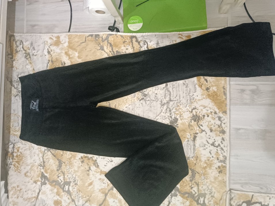 siyah kadife İspanyol paça tayt - Görsel 2