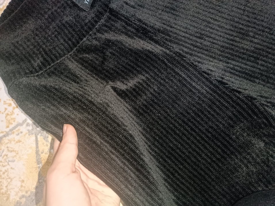 siyah kadife İspanyol paça tayt - Görsel 4