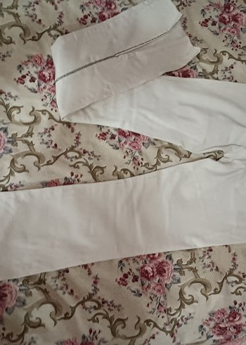 taşlı Beyaz Düğmeli Kadın Kot Pantolon - Görsel 7