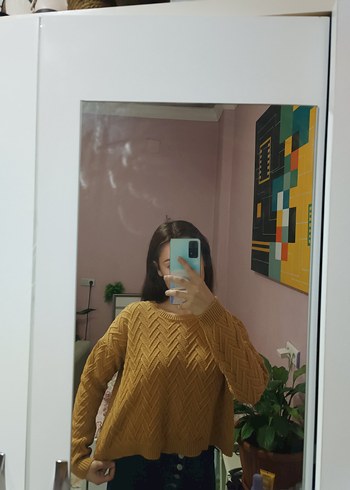 Camel Renkli Rahat Kadın Triko Kazak - Görsel 6