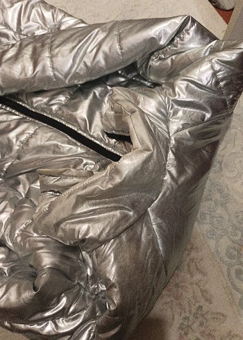 Gri Metalik Kadın Kışlık Ceket - Görsel 3