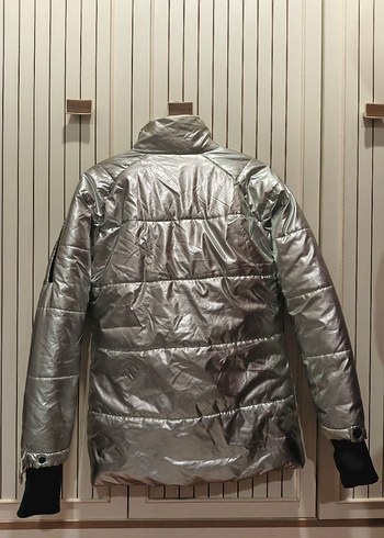 Gri Metalik Kadın Kışlık Ceket - Görsel 2