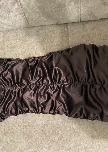 H&M Kahverengi Drapeli İnce Askılı Elbise - Görsel 4