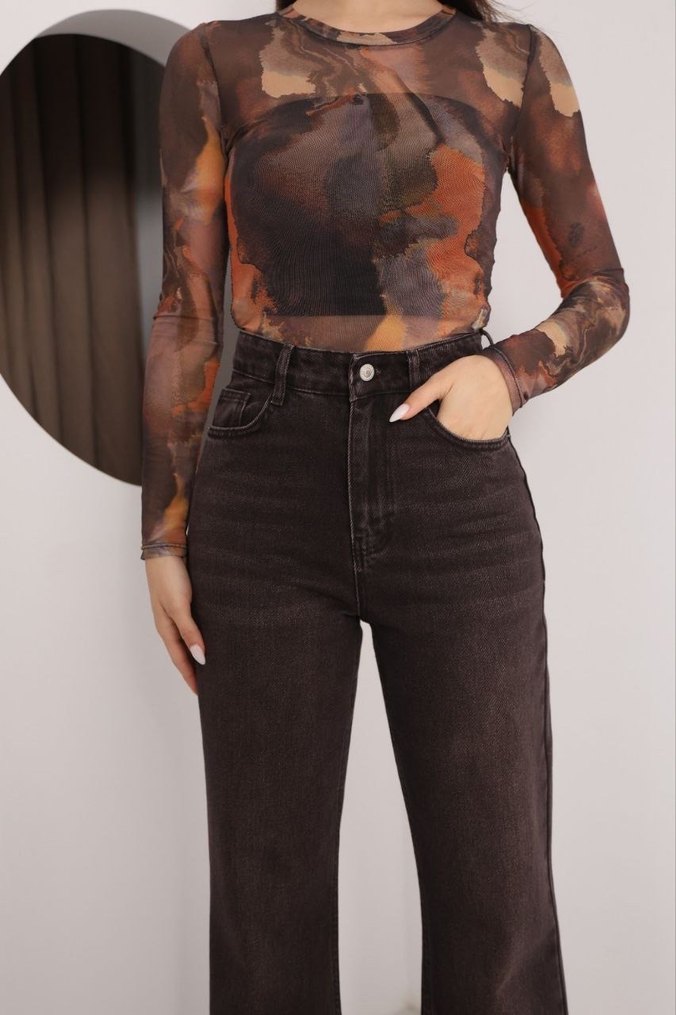 2000 Kahve taş yıkama palazo - Görsel 2