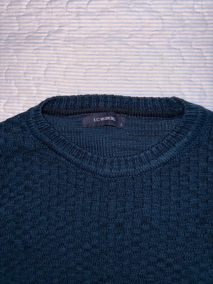 Erkek Lacivert Örgü Bisiklet Yaka Kazak - Görsel 3