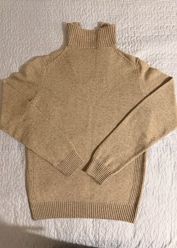 Bej Yarım Fermuarlı Yün Erkek Kazak - Görsel 2