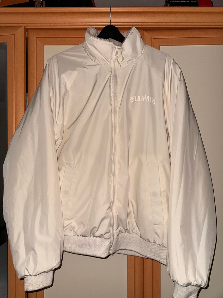 Beyaz Fermuarlı Unisex Çift Taraflı Polar Ceket - Görsel 3