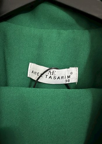 Düğmeli Yeşil Kadın Blazer Ceket Takım - Görsel 2