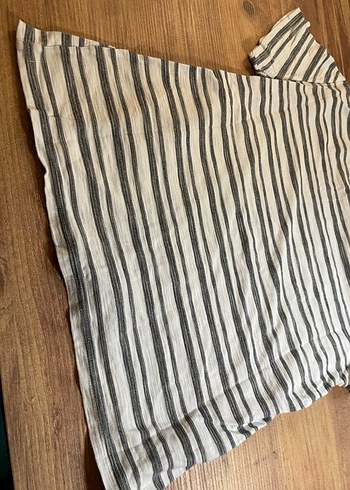 Gri Çizgili Hamile Keten Gömlek - Görsel 6