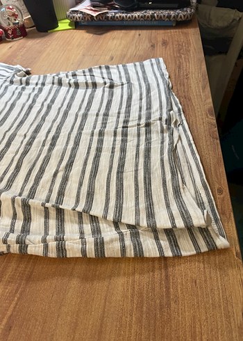 Gri Çizgili Hamile Keten Gömlek - Görsel 4