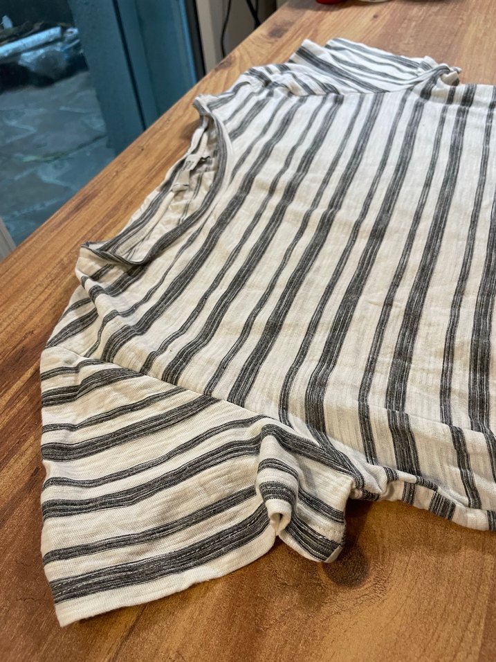 Gri Çizgili Hamile Keten Gömlek - Görsel 3