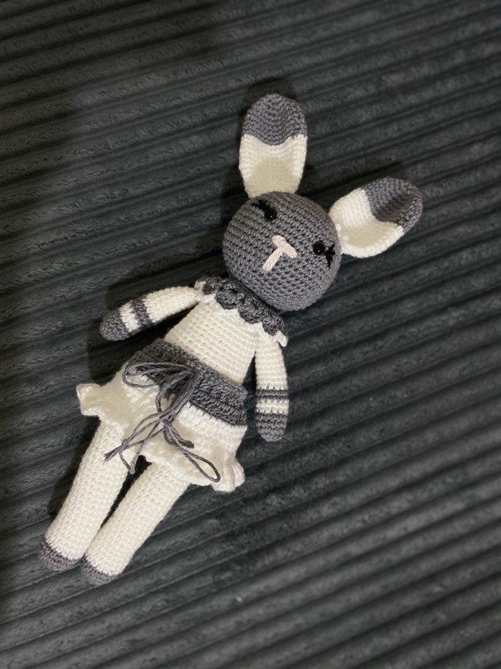 Gri Örgü Tavşan Bebek - Görsel 2