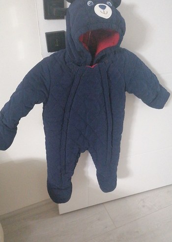 Kürklü Kapüşonlu Lacivert Bebek Tulumu - Görsel 3