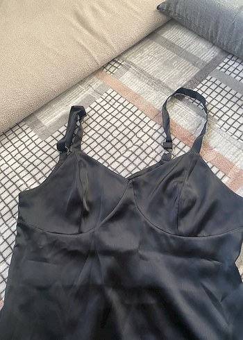 Saten uzun elbise - Görsel 7