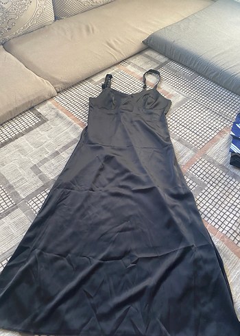 Saten uzun elbise - Görsel 8