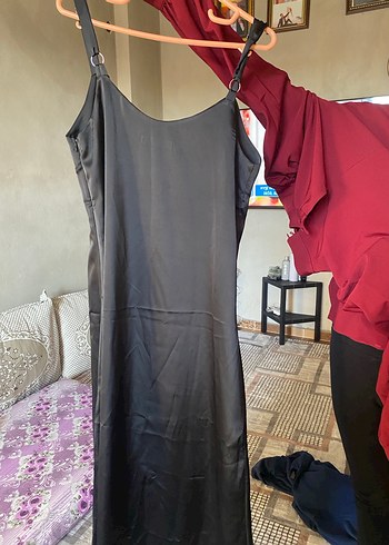 Saten uzun elbise - Görsel 2