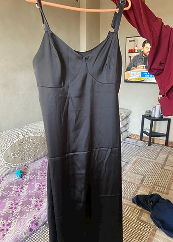 Saten uzun elbise - Görsel 3