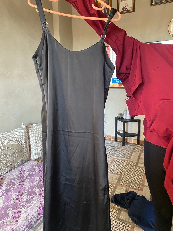 Saten uzun elbise - Görsel 2