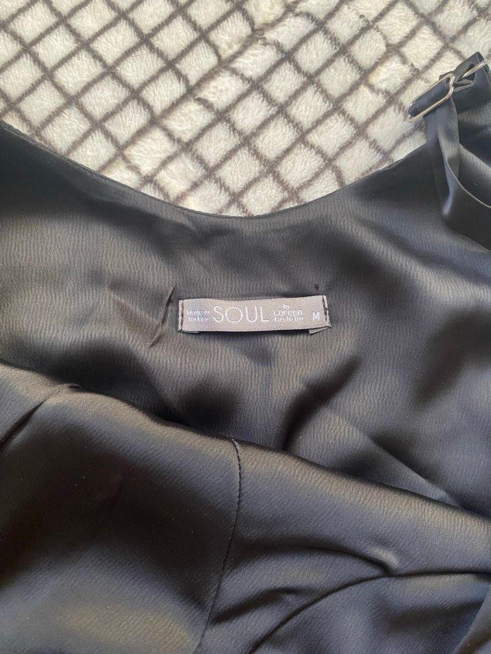 Saten uzun elbise - Görsel 5