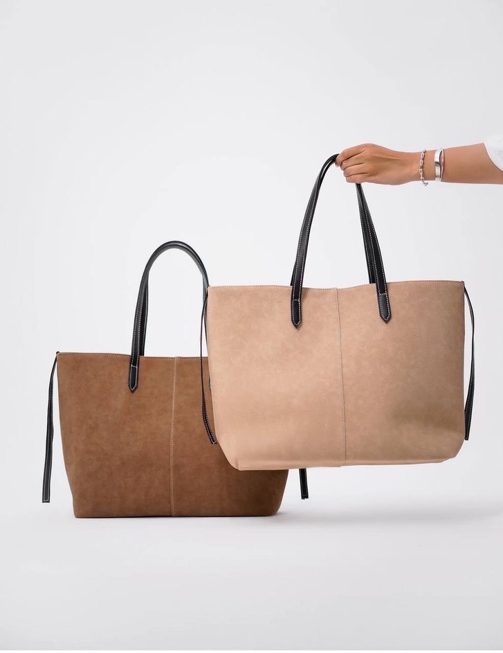 Bej Süet Kadın Omuz Çantası - Görsel 3