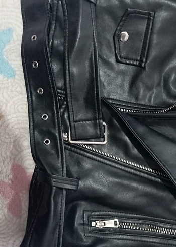 Kadın Siyah Deri ceker - Görsel 4