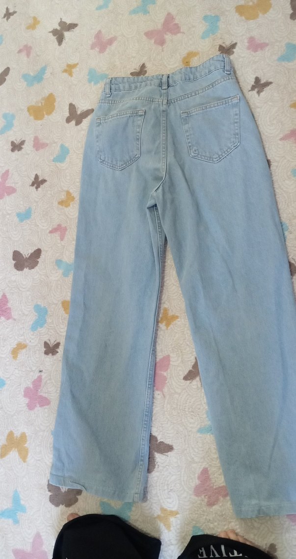 Mavi Pastel Renk Bol Kesim Midi Kadın Kot Pantolon - Görsel 2