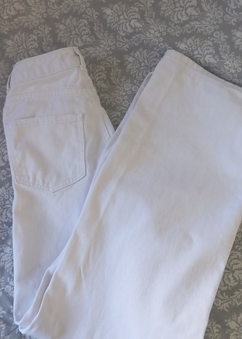 Beyaz Kadın Normal Boy Kot Pantolon - Görsel 4