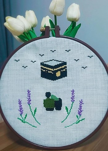 Beden El İşlemeli Kabe ve Dua Temalı Çerçeve