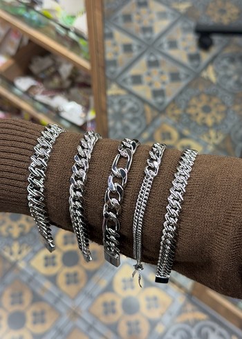 Gri Zincir Detaylı unisex Bileklik - Görsel 2