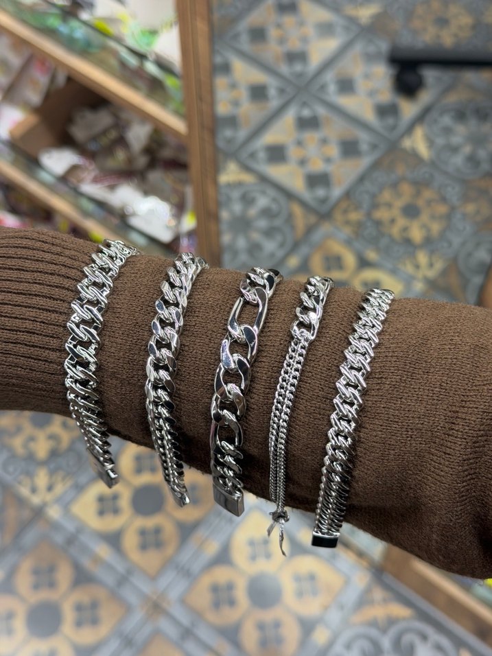 Gri Zincir Detaylı unisex Bileklik - Görsel 2