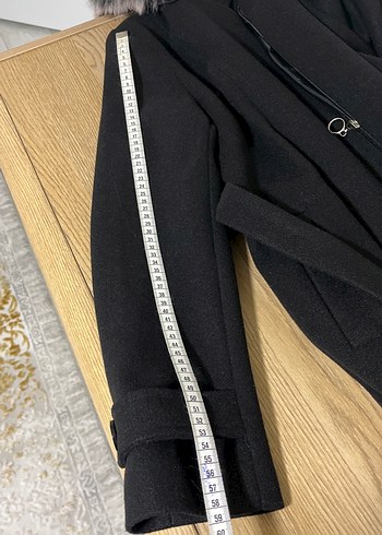 Kürklü Siyah Uzun Kadın Kaban - Görsel 11