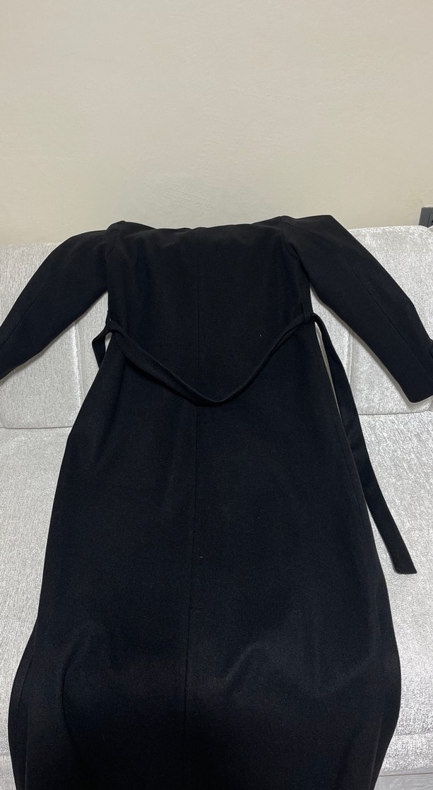 Kürklü Siyah Uzun Kadın Kaban - Görsel 2