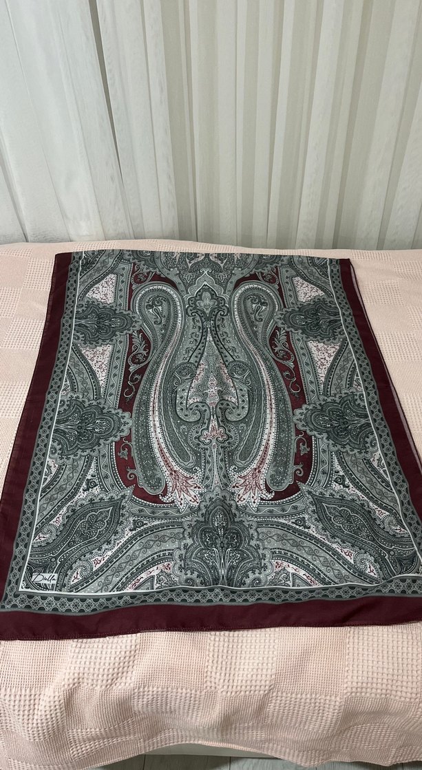 Bordo Rami Desenli Şal - Görsel 3