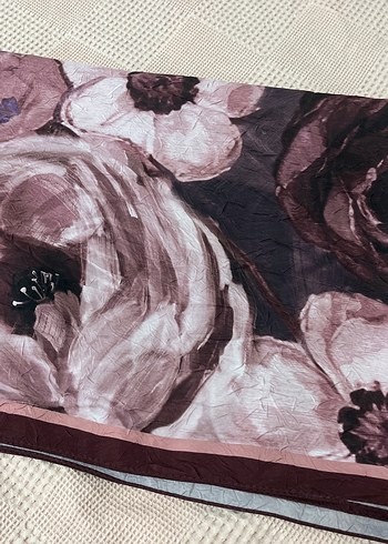 Bordo Çiçekli Şal - Görsel 2